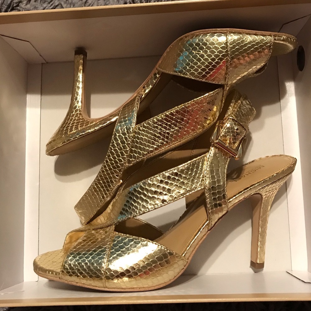 Gold Michael Kors slingback heel sandals